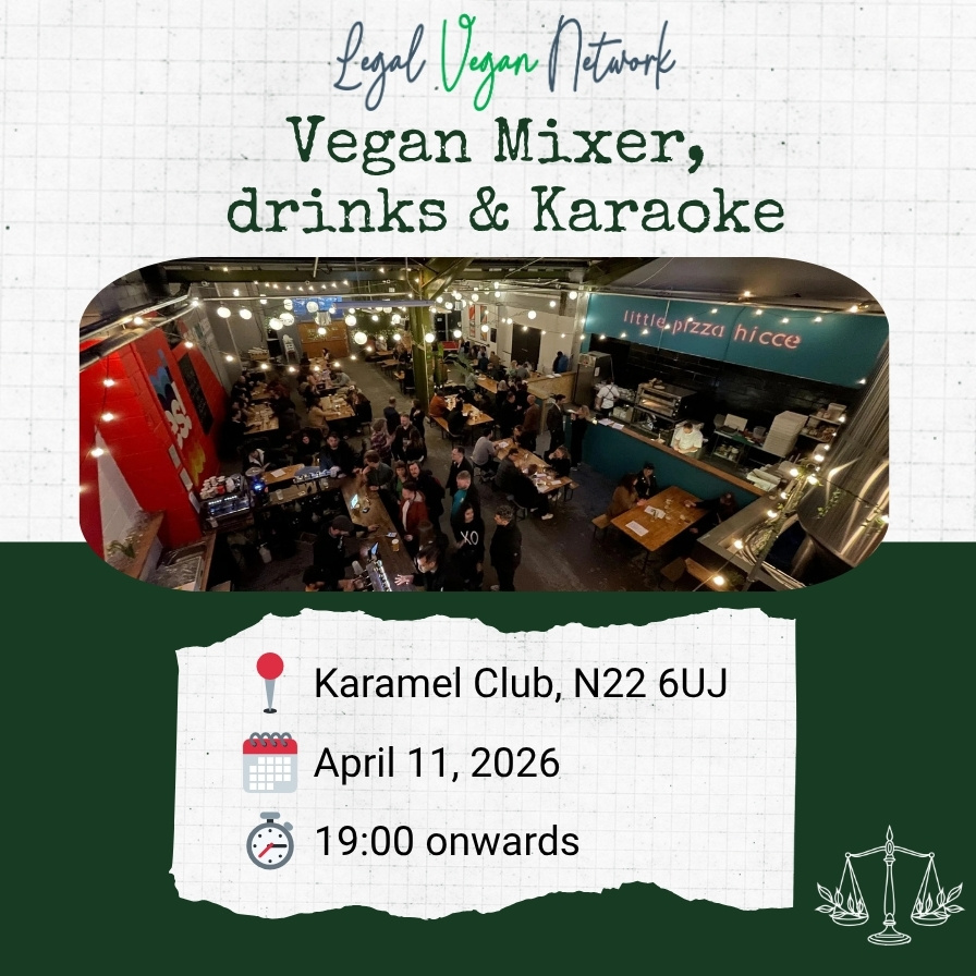 Poster for LVN's Vegan Mixer, drinks, and Karaoke on April 11