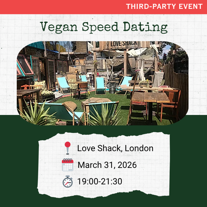 Poster for the Vegan Speed Dating event on March 21 2026