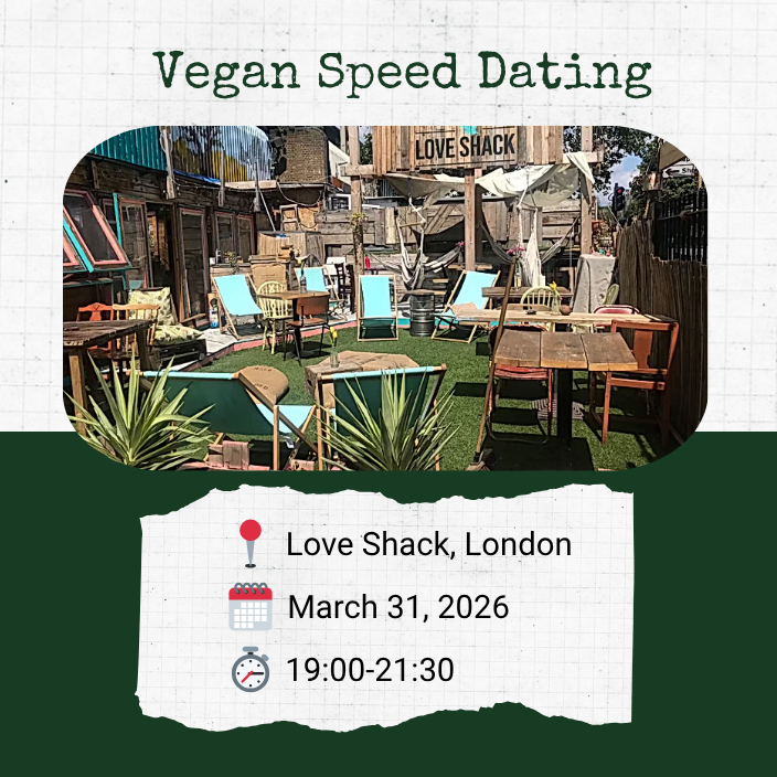 Poster for the Vegan Speed Dating event on March 21 2026